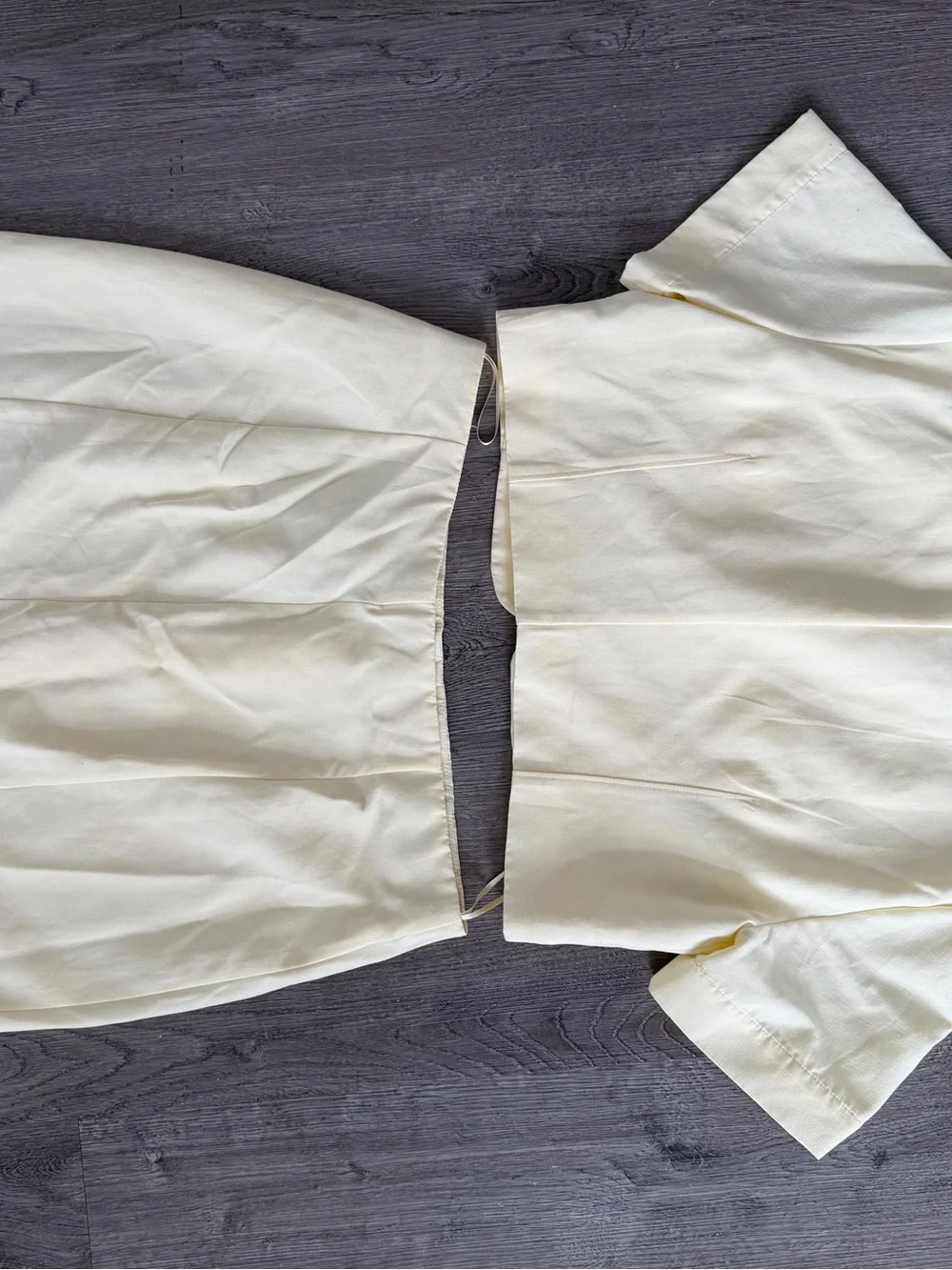 Zara Butter Yellow Linen Blend Co-Ord Set Size L NWT Button Top Mini Skirt - Picture 8 of 16